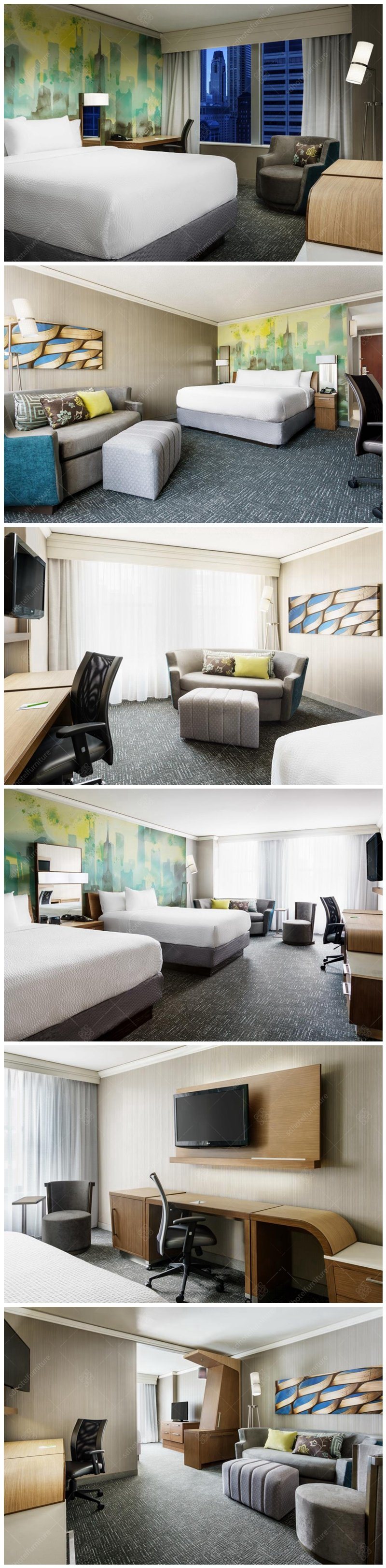 Latest Modern Design Hotel Bedroom Furniture Wooden Furniture Commercial Use