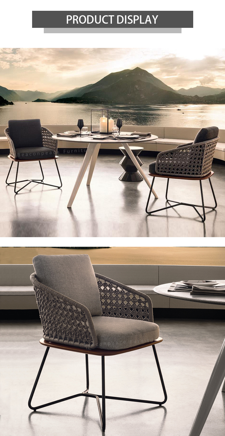 Patio Outdoor Furniture Dining Set Rope Weaving Chair