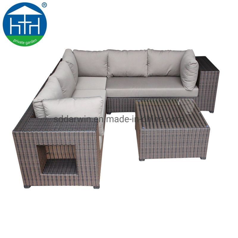 Modern Outdoor Garden Sectional PE Rattan Sofa Lounge in Aluminum Frame