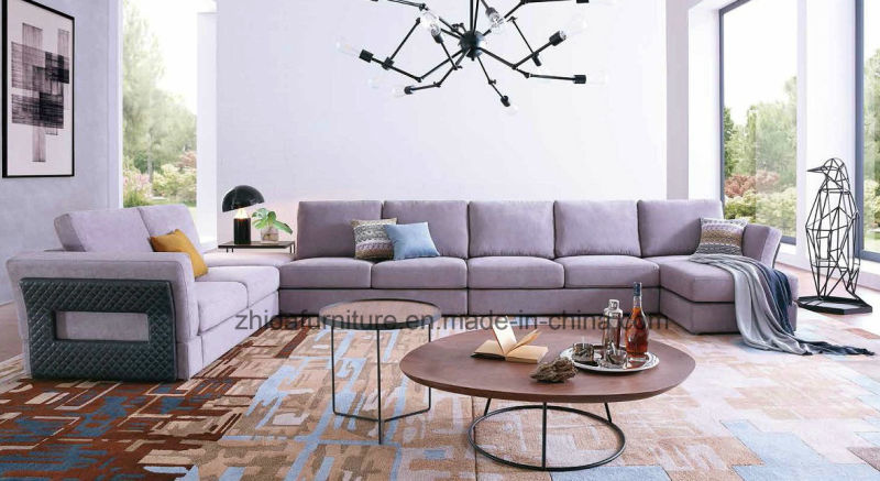 Home Furniture Big Sectional Sofa Fabric Sofa Set with Ottoman