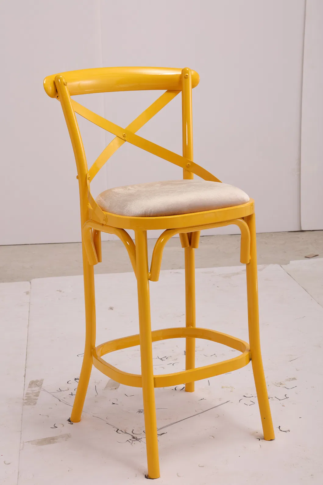 Leisure French Yellow Iron Country Style Furniture Fancy Room Chairs Outdoor Dining Chair