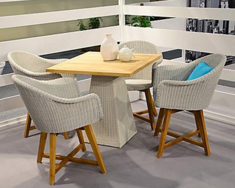 Patio Rattan Table Chair with Cushion Outdoor Furniture