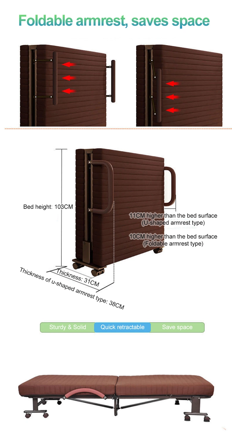 Wholesale Folding Bed Extra Steel Furniture Metal Frame on Wheels for Outdoor