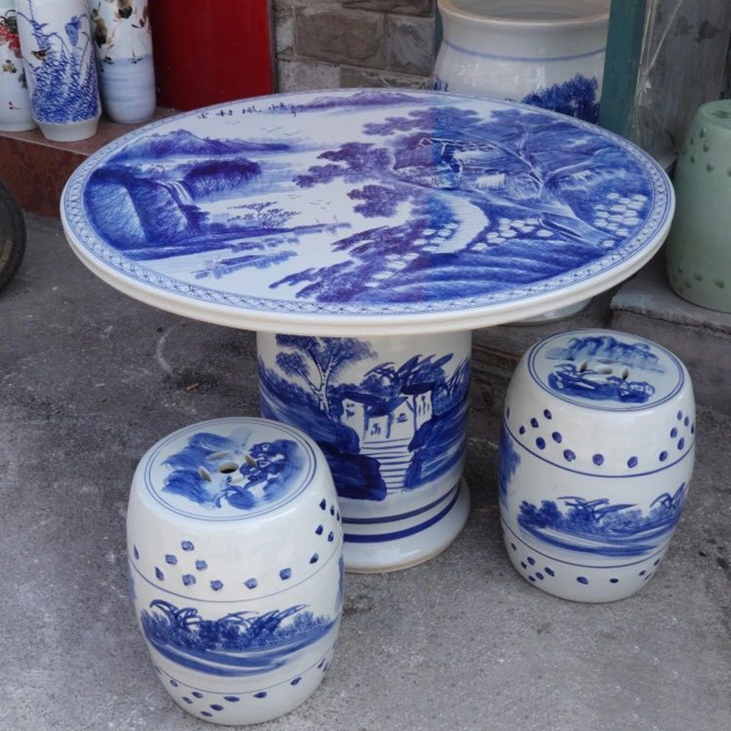 New Arrival Chinese Traditional Style Wholesale High Quality Outdoor Garden Stools Blue and White Porcelain