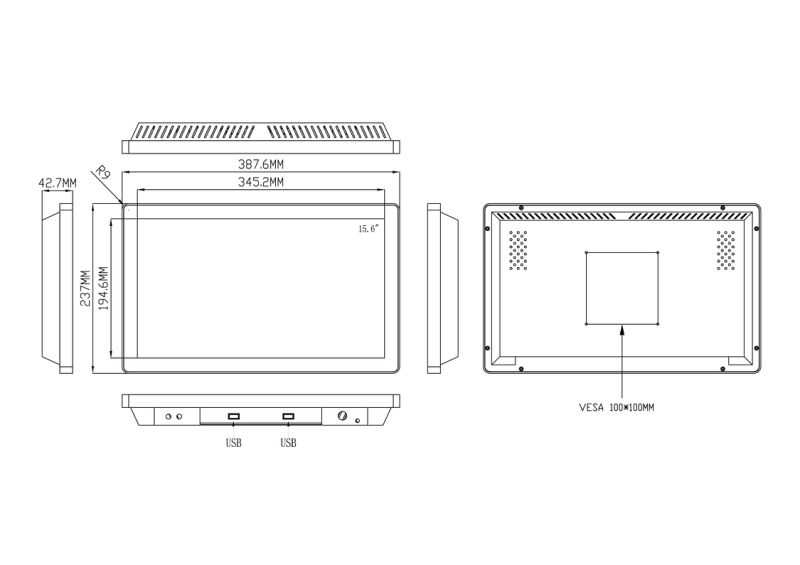 15.6 Inch Super Slim Small Digital Table LCD Screen