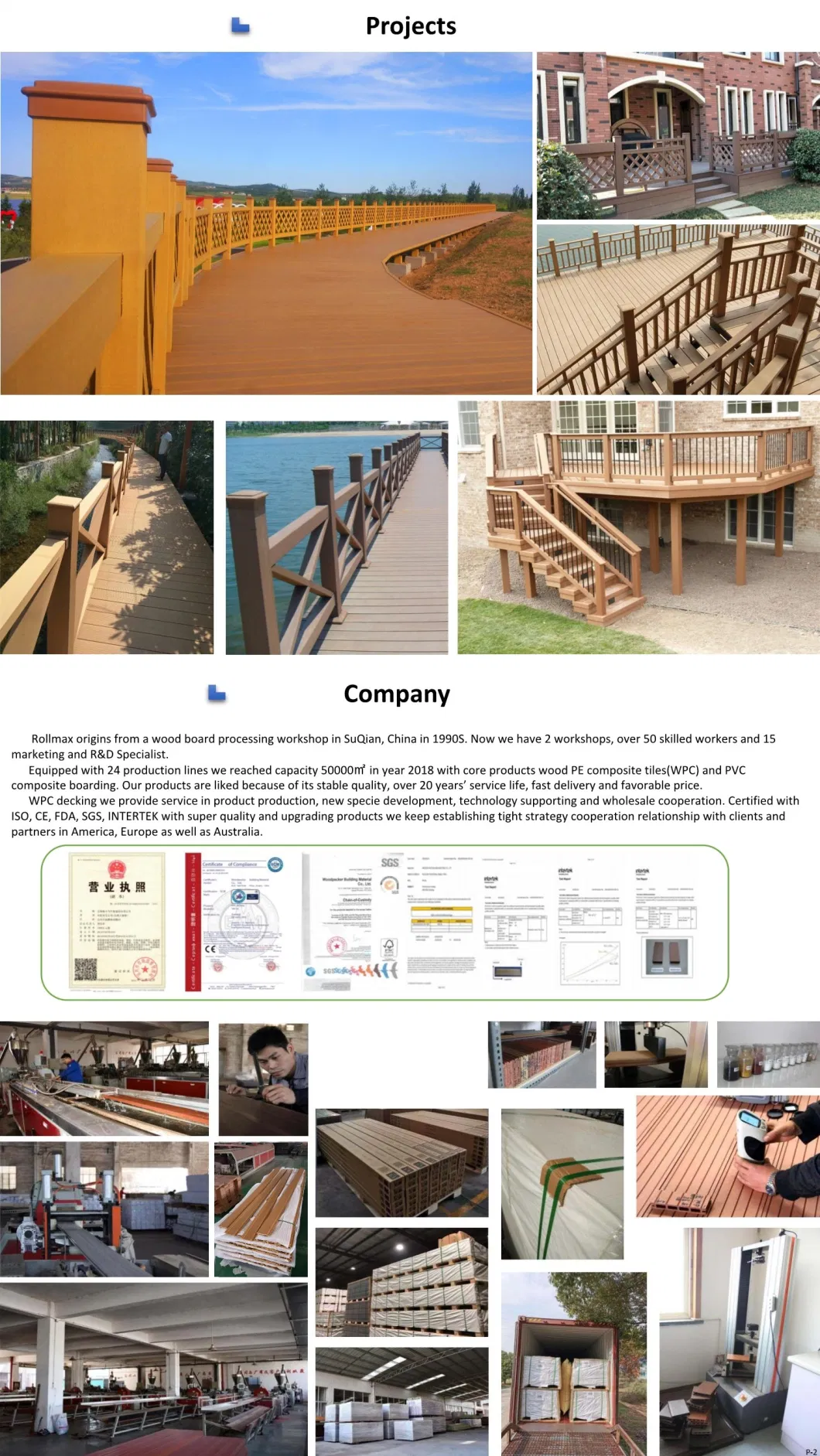 Home Outdoor Handrail Wood Plastic Composite Porch and Railings