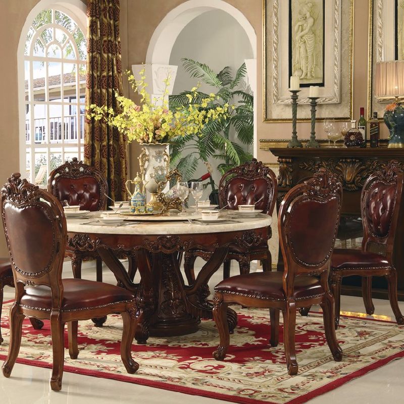 Wood Round Dining Table with Sideboard for Dining Room Furniture