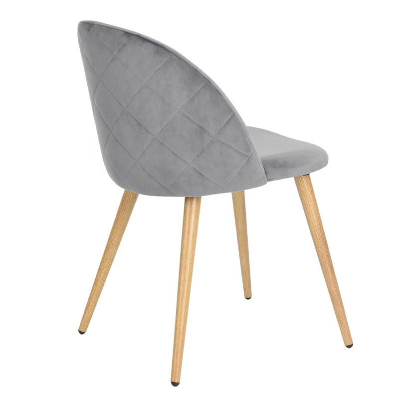 Hot Sale Popular Grey Velvet Upholstered Metal Dining Chair Modern for Living Room
