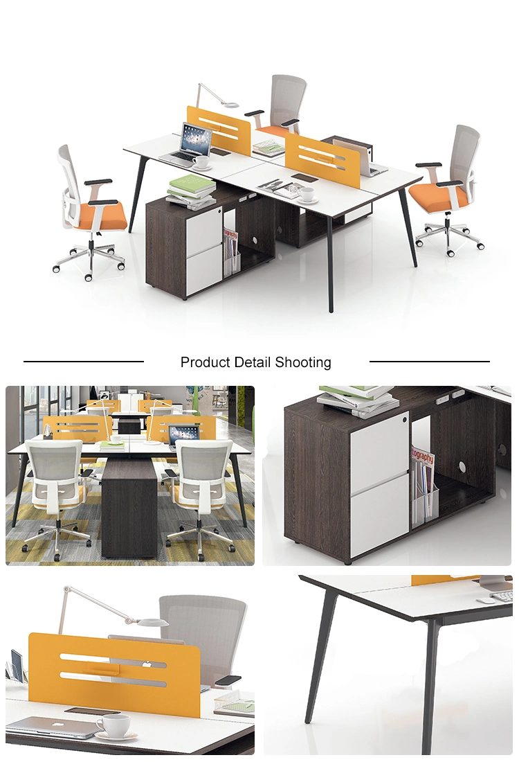 Modern Commercial Office Furniture Wood Staff Computer Two Side 4 Person Workstation Furniture