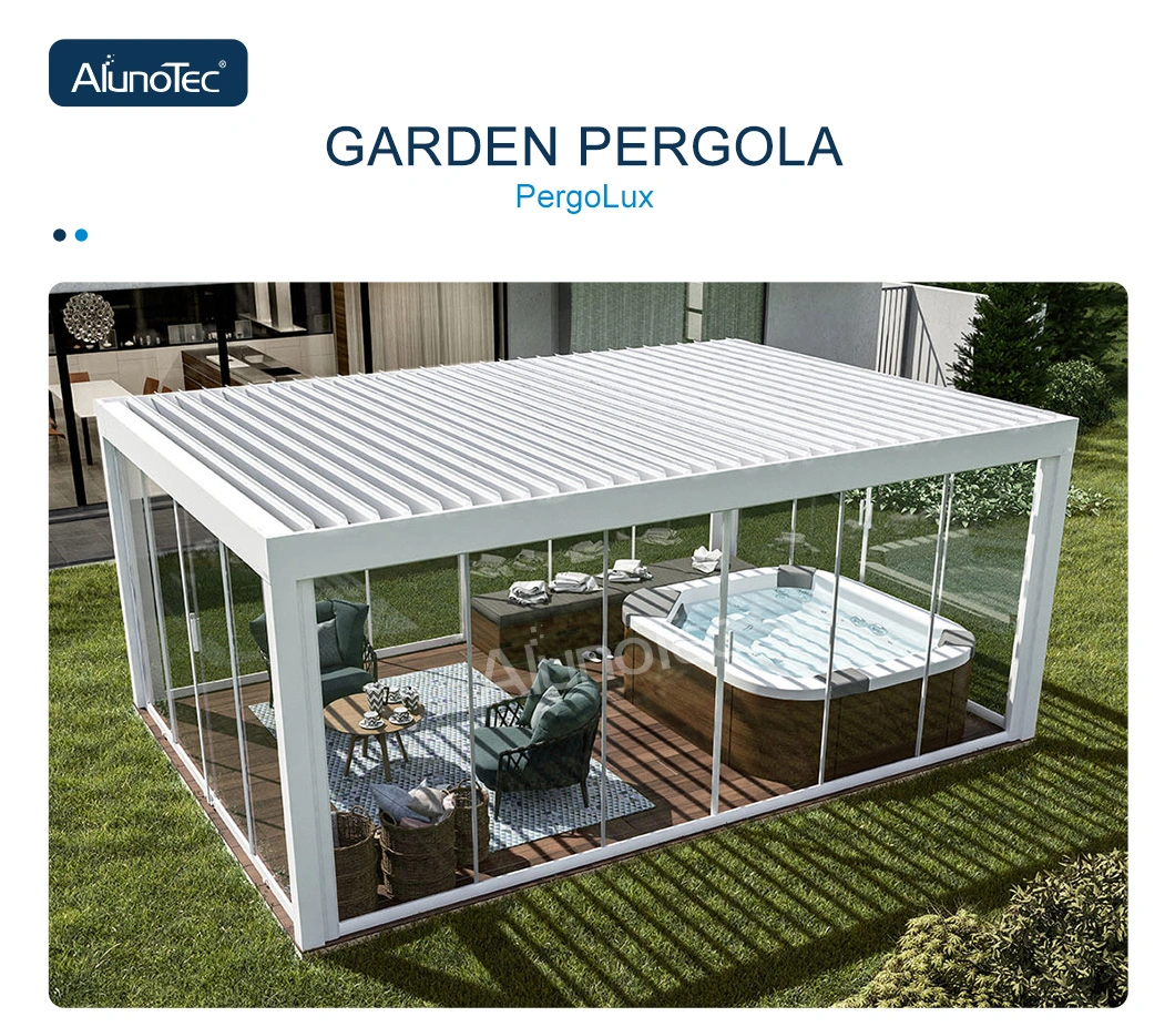 Modern Outdoor Furniture Adjustable Waterproof Louvered Roof Motorized Aluminum Pergola Gazebo