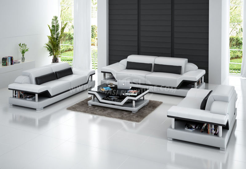 American Modular 1+2+3 Leather Furniture Sofa with Coffee Tables