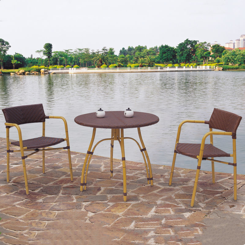 Red Rattan Stacking Outdoor Dining Set