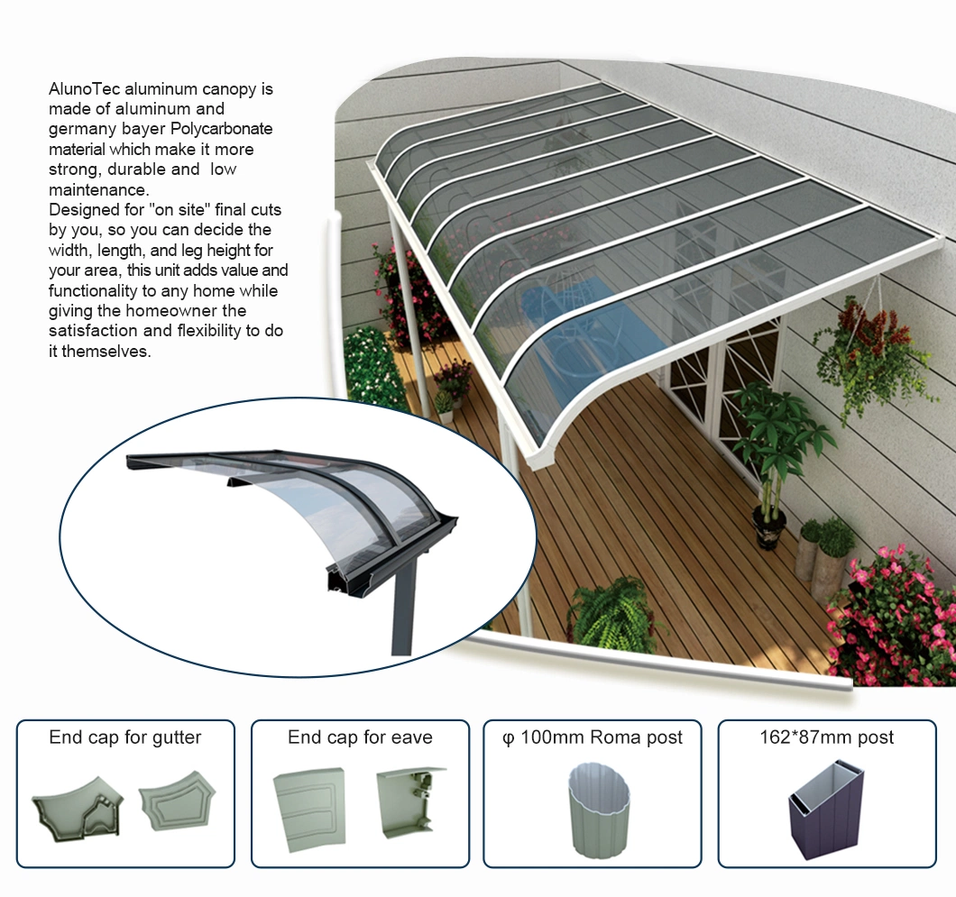 DIY Sunblock Polycarbonate Outdoor Garden Backyard Aluminum Metal Sun Shade Terrace Balcony Patio Canopy for Sale