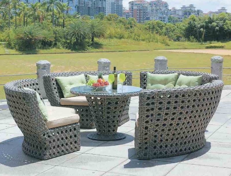 Patio Rattan Table Chair with Cushion Outdoor Furniture