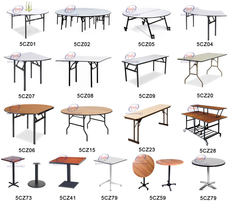 Restaurant Furniture Durable Folding Metal Frame PVC Top Round Banquet Table