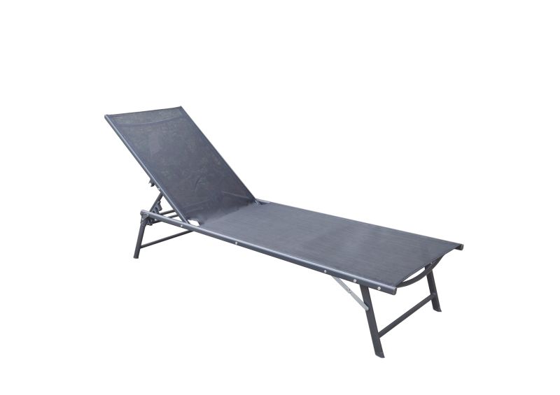 Outdoor Furniture Steel Folding Bed Chaise Lounge with Textilene 2X1