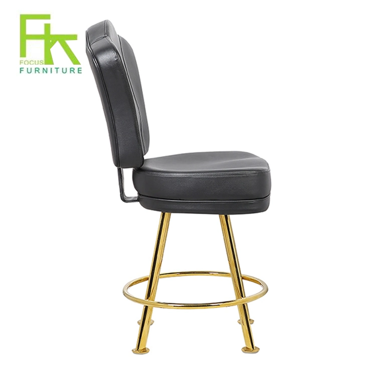 Hot Sale Best Seller Gambling Custom Base Black Leather Casino Bar Stools