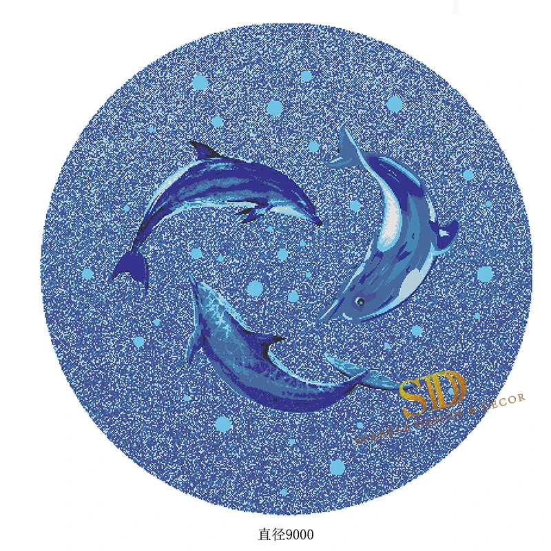 Round Shape Swimming Pool Decoration Beautiful Pool Tile Mosaic Dolphin for Outdoor Pool