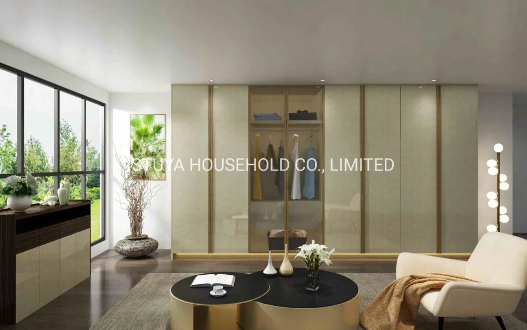 Foshan Furniture Modern Designs Light Luxury Style Walk in Closet Cabinet Set Mattresses Wardrobe Furniture