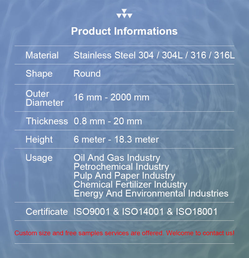 2b Surface AISI 304 316L Stainless Steel Pipes for Oil and Gas
