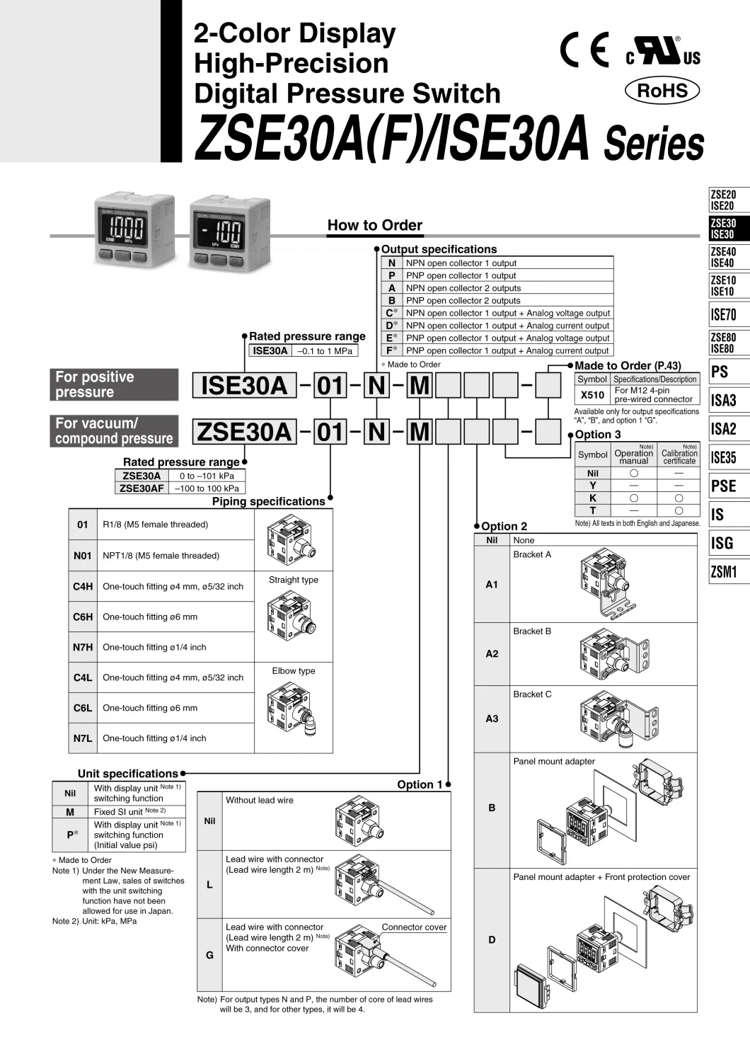 4 Digit 2 Color Display ISE30A Digital Pressure Sensor