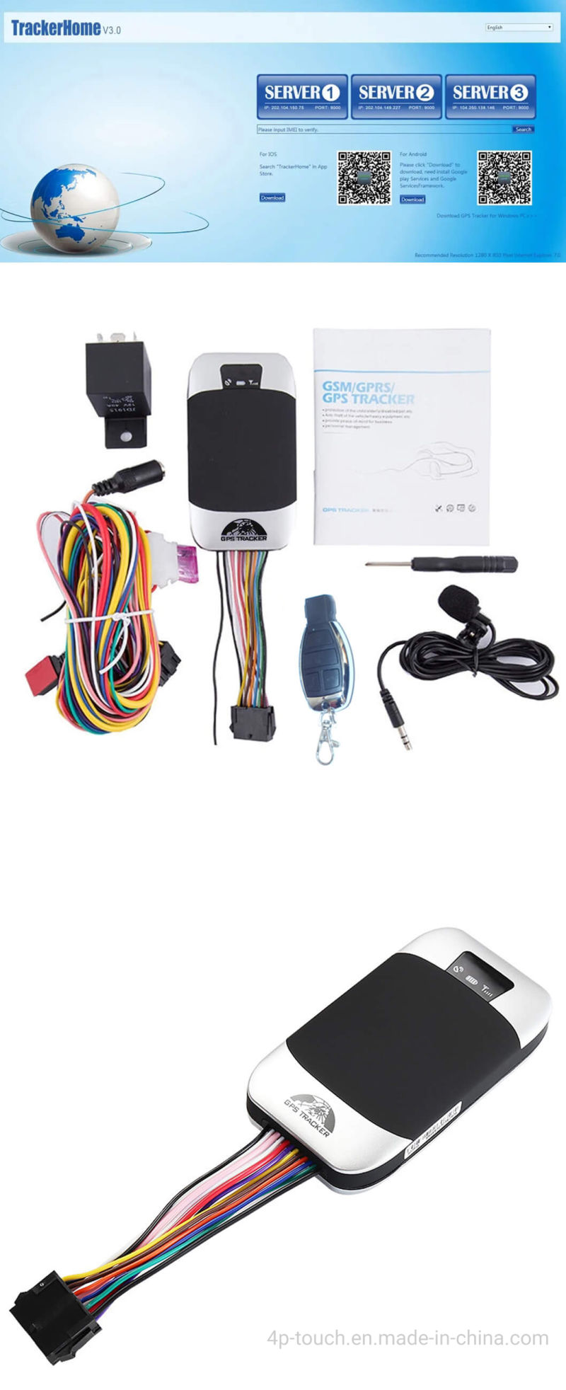 3G WCDMA Vehicle Car Bluetooth GPS with Shock Sensor T33