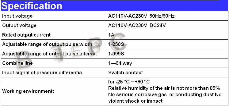 Ce Certified Dust Collector Dp Sensor Pulse Timer
