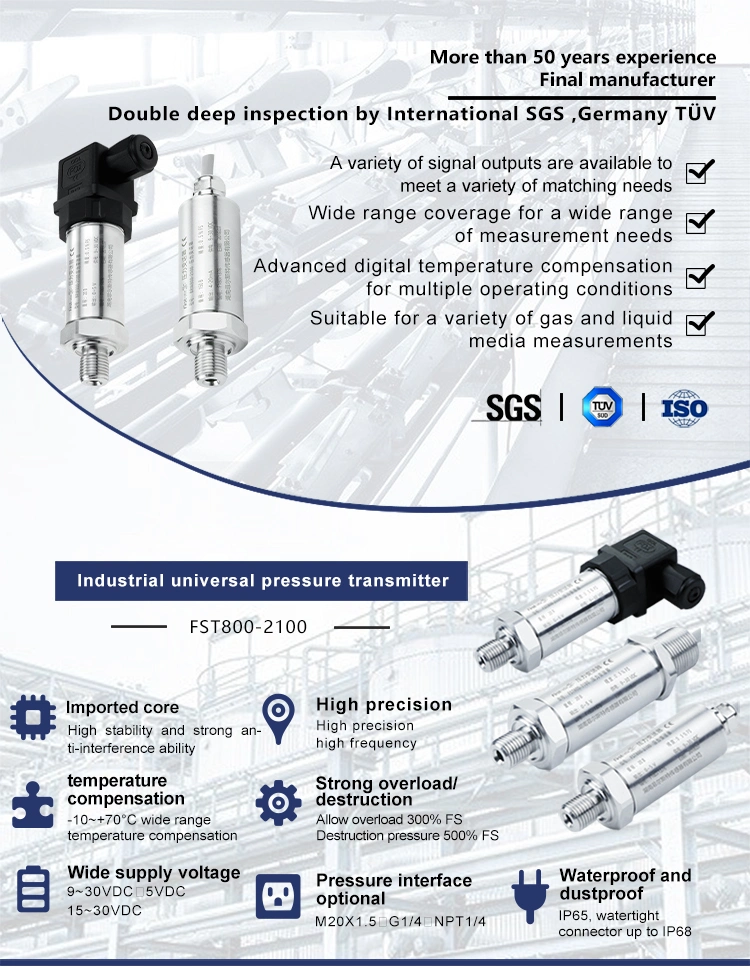 FST800-2100 Pressure Transducer Sensor Cheap China Pressure Transmitter 4-20mA