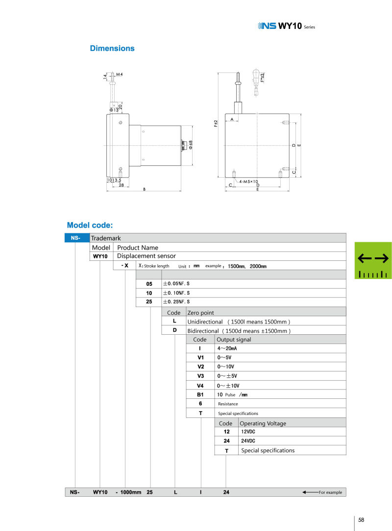 Wirerope Rotary Encoder Draw Wire Position Sensor