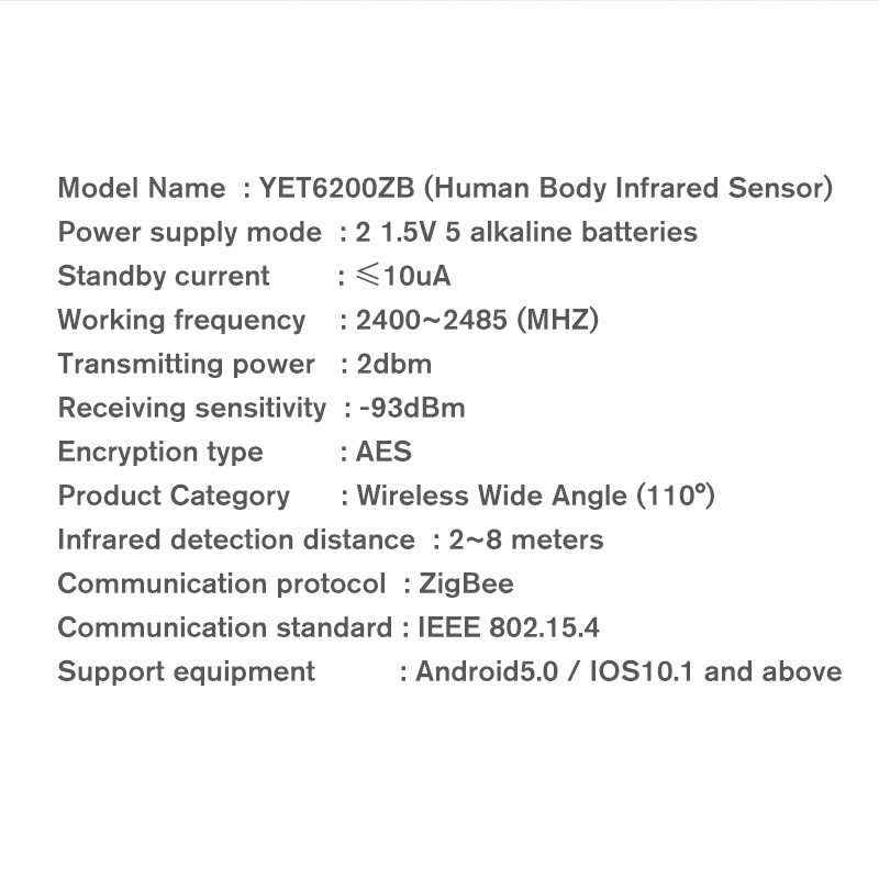 WiFi Human Body Infrared Sensor Kit Wireless Passive Infrared Detector Yet6200zb