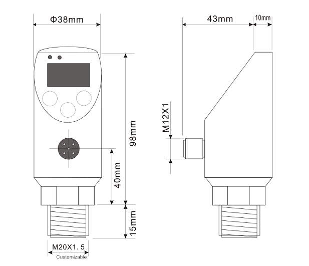 4-20mA Sanitary Electrical Pressure Switch Supporting Modbus Communication