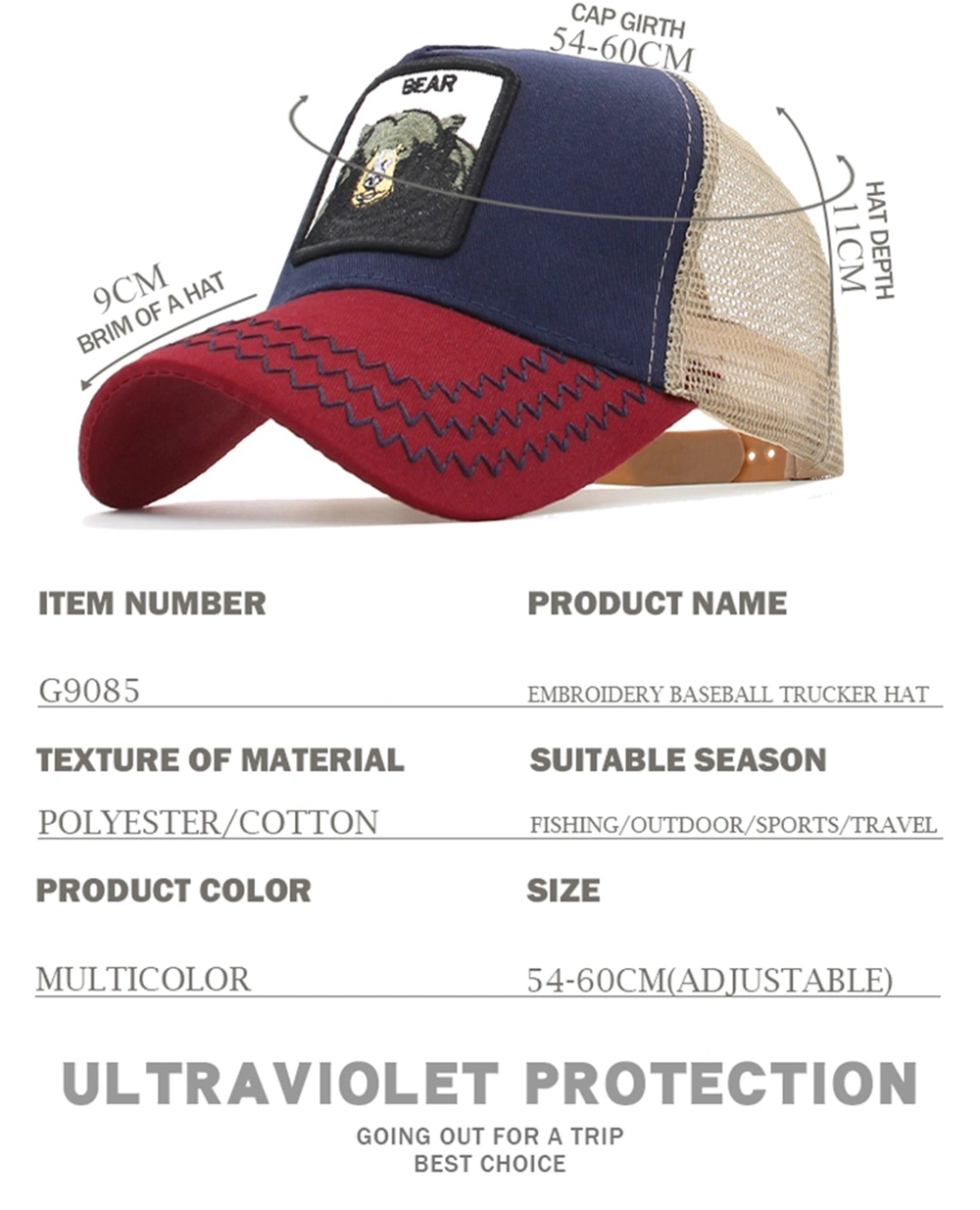 Multi Color 6 Panel Cotton Front Mesh Back Blank Trucker Cap Without Logo