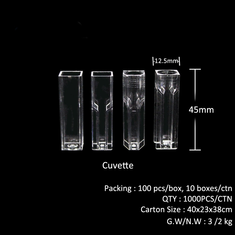 Laboratory Plastic Different Size 1.5ml 4ml Micro Disposable Spectrophotometer Cuvette