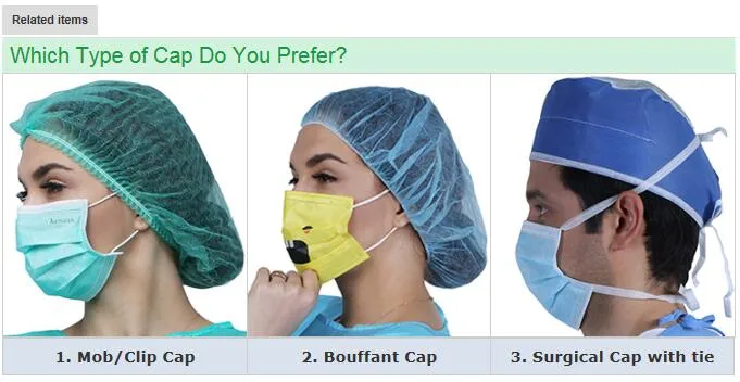 Disposable Medical Surgical Nurse Big Size Mob Cap/Bouffant Cap/Strip Cap