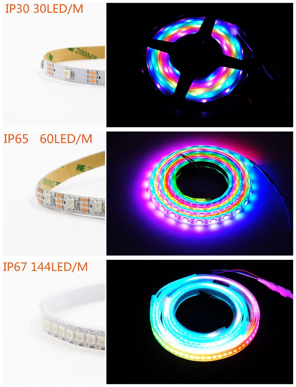 Full Color 30 60 144 Ws2813 Breakpoint Continous LED Strip Lighting