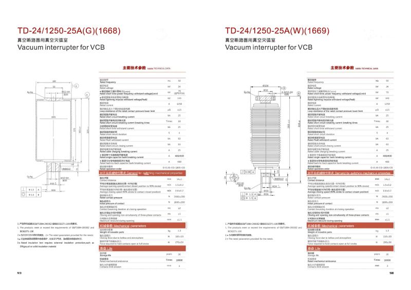 33kv 630A Vacuum Interrupter for Outdoor Vacuum Circuit Breaker