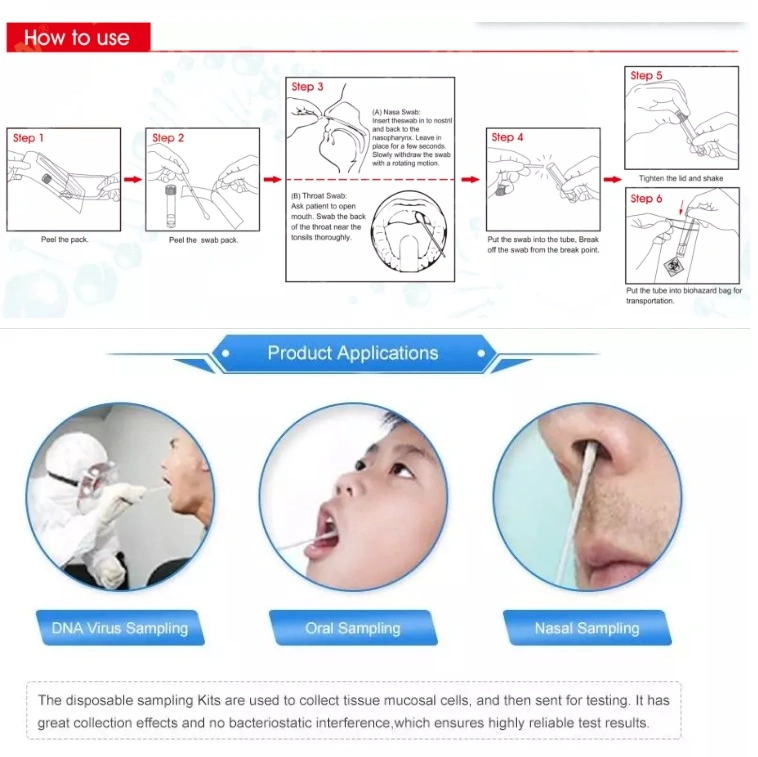 Flocked Swabs, Sample Collecting Nylon Flocked Swab Oropharyngeal Flocked Swabs