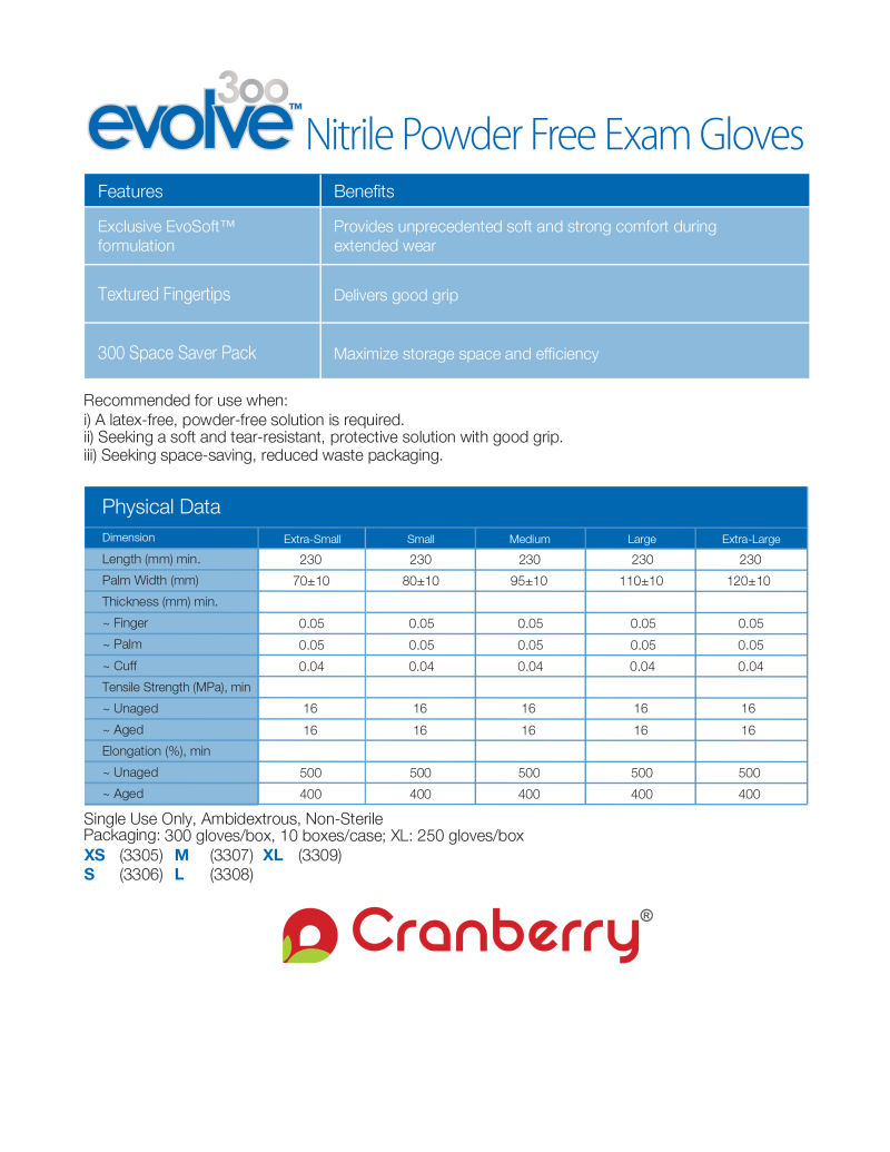 Evolve 300 Nitrile Gloves Latex-Free X-Large Non-Sterile Electra Blue 300/Bx