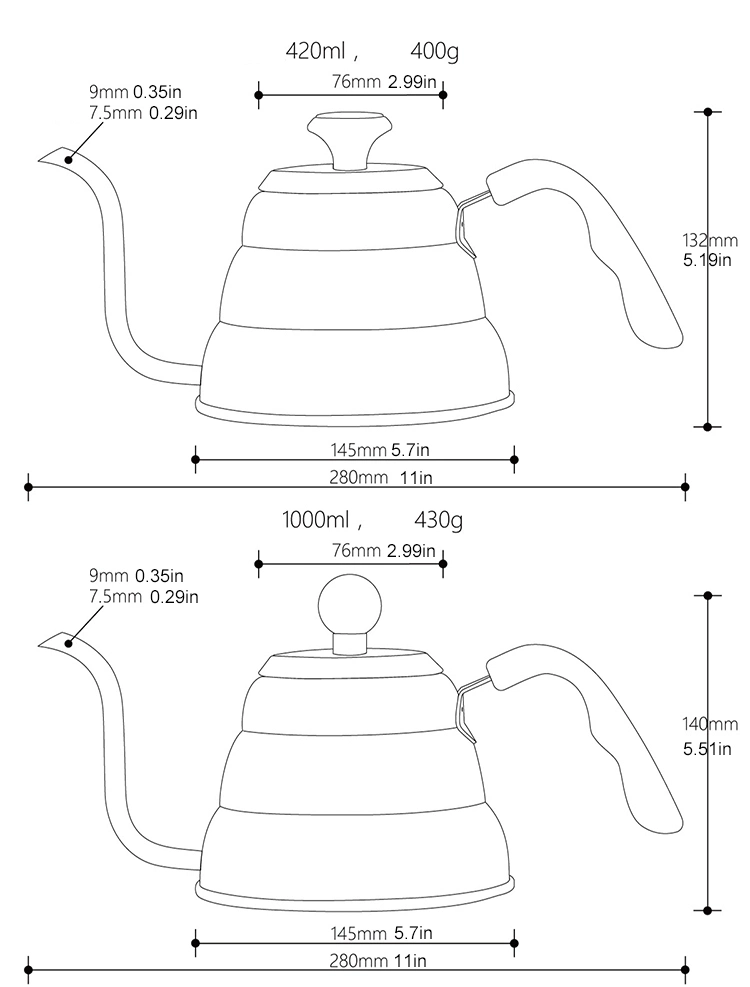 Custom Logo Stainless Steel Gooseneck Coffee Kettle with Thermometer