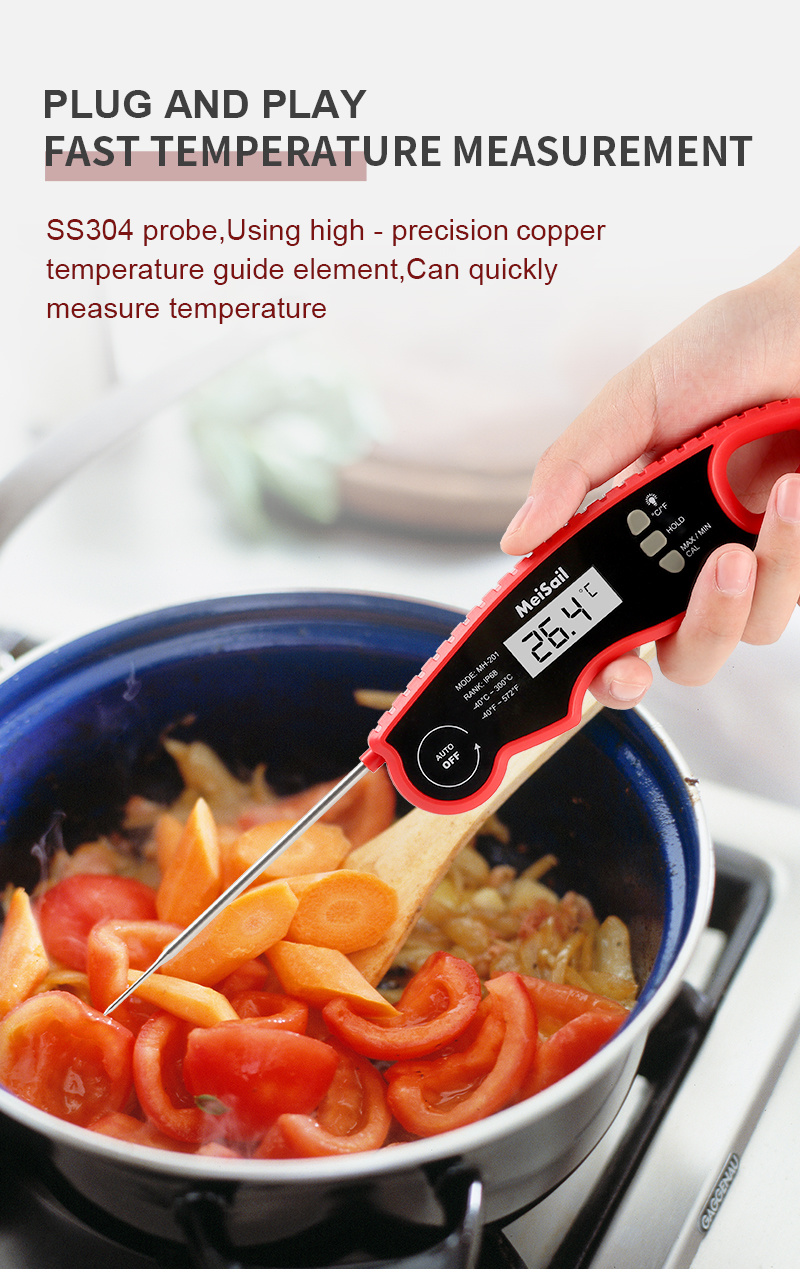 New Arrival High Accuracy 0.5c Waterproof IP67 Fast Read Digital Kitchen Thermometer with Stainless Steel Folding Probe