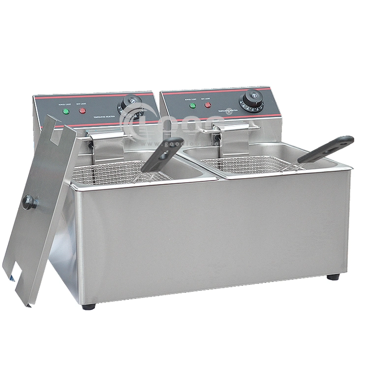 Double Tank Electric Countertop Potato Chips Fry Machine Comercial Kitchen Equipment Chicken Deep Fryer