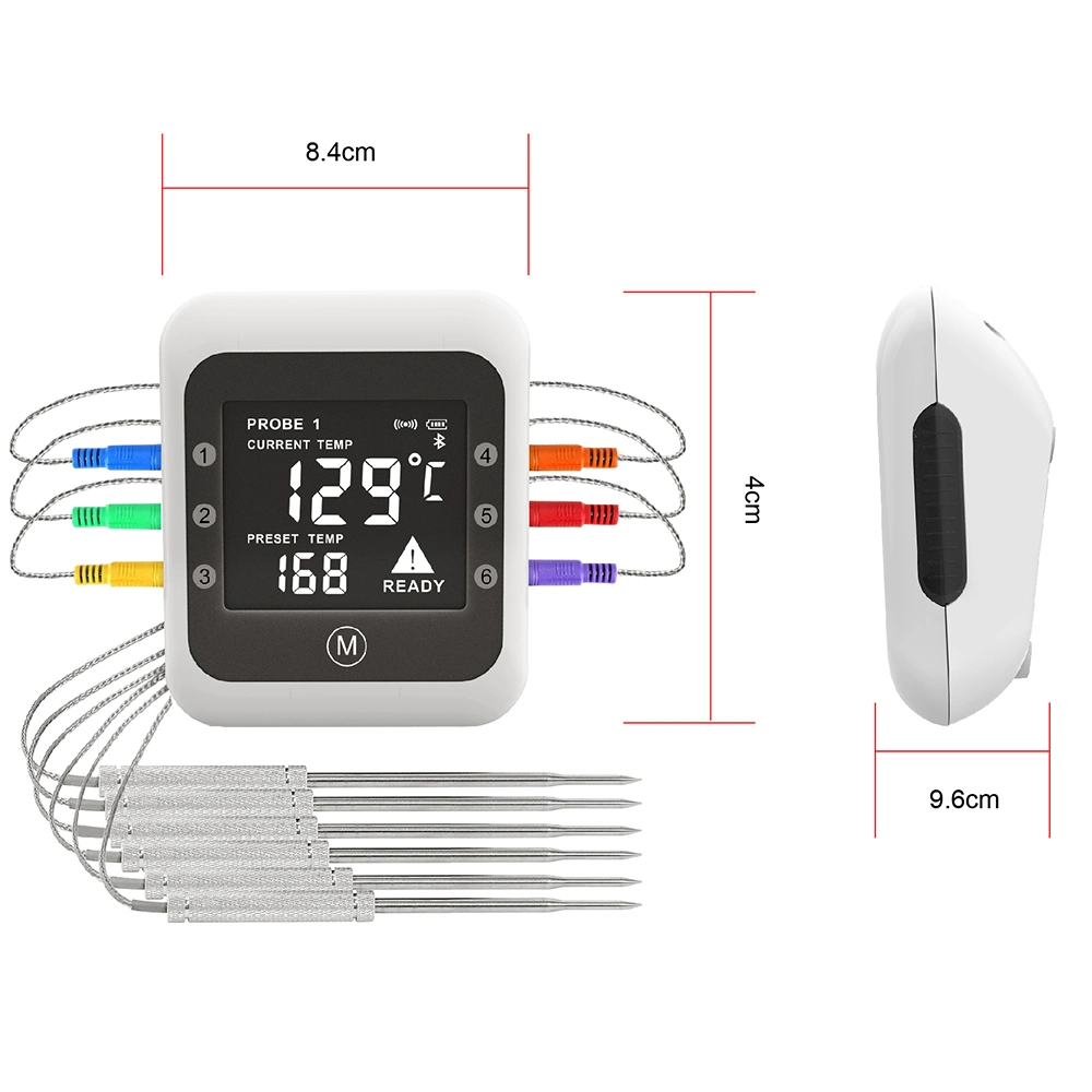 Blue Tooth Wireless Phone APP Control Digital Wireless Waterproof BBQ Thermometer with Stainless Probe
