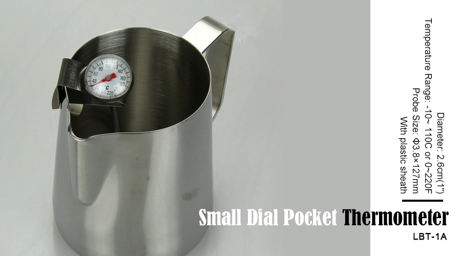 Classic Instant Read 1 Inch Dial Pocket Thermometer for Coffee Drinks Chocolate Milk Foam