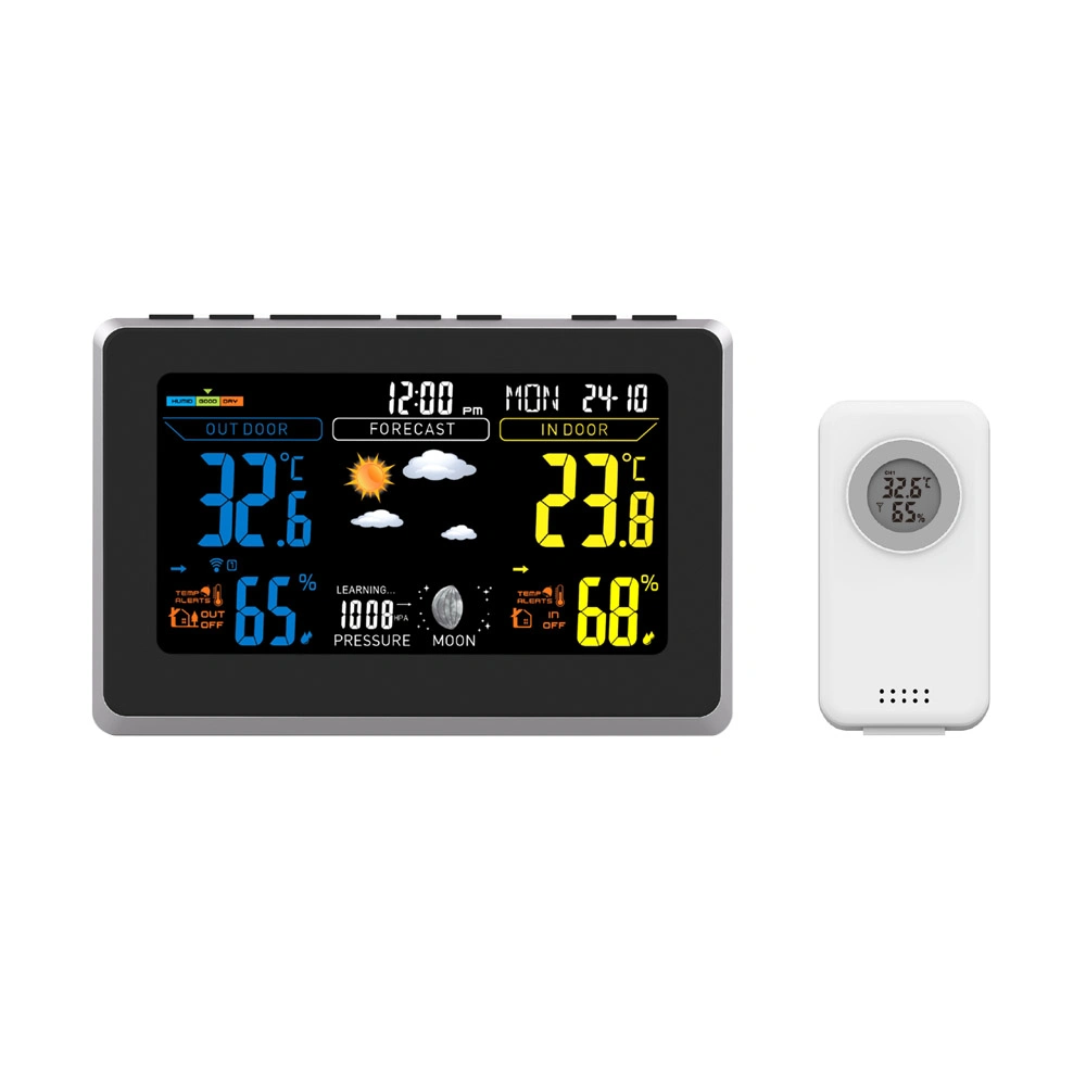 Big Screen Colorful Display 433MHz Wireless Weather Station Digital Alarm Clock for Indoor Outdoor