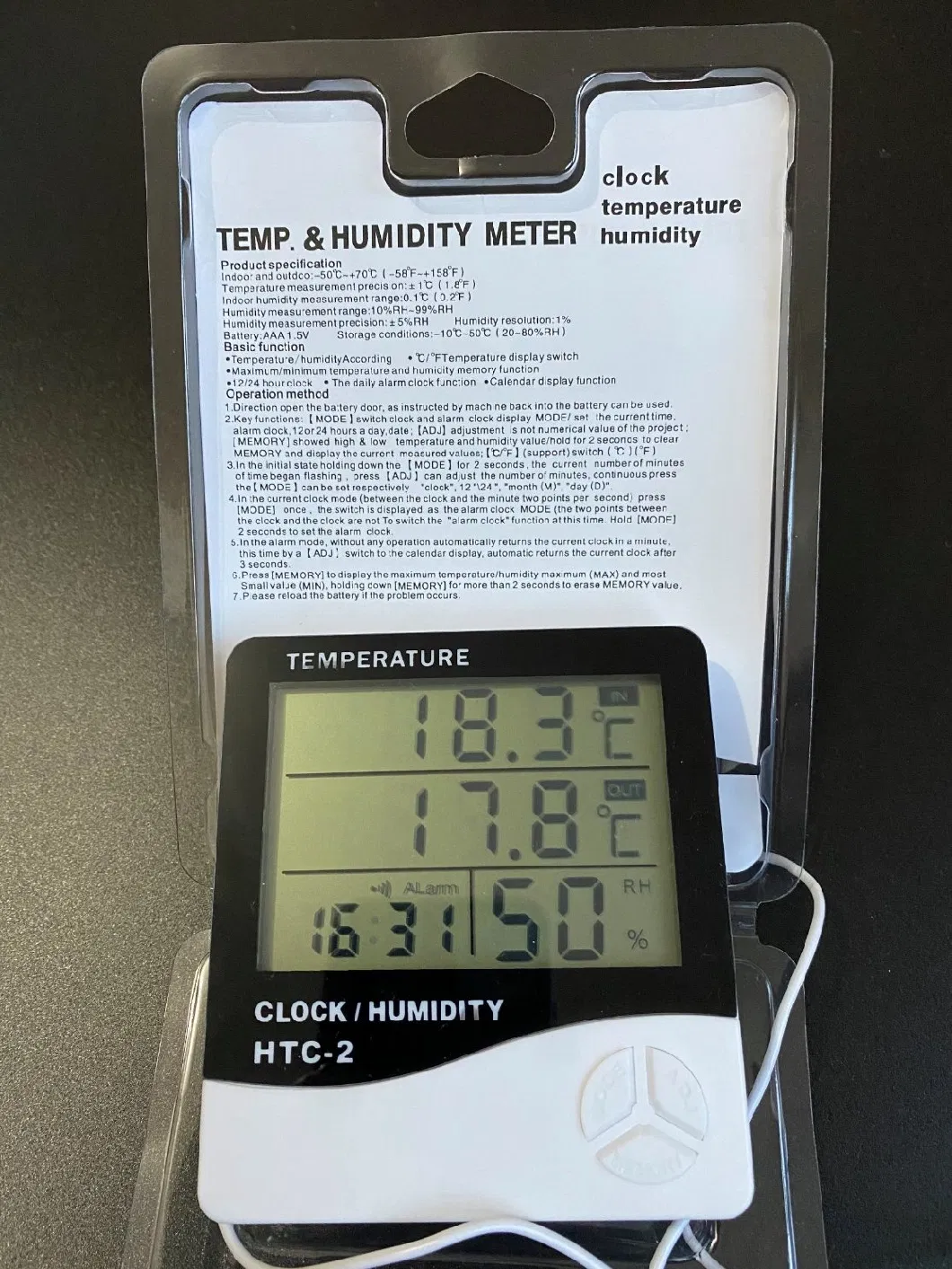 LCD Digital Outdoor Indoor HTC-2 Temperature Humidity Meter Thermometer Hygrometer