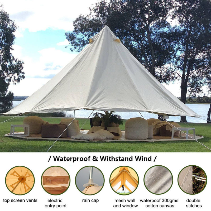 Fire Resistant 6m Dia Bell Tent for Outdoor Camping