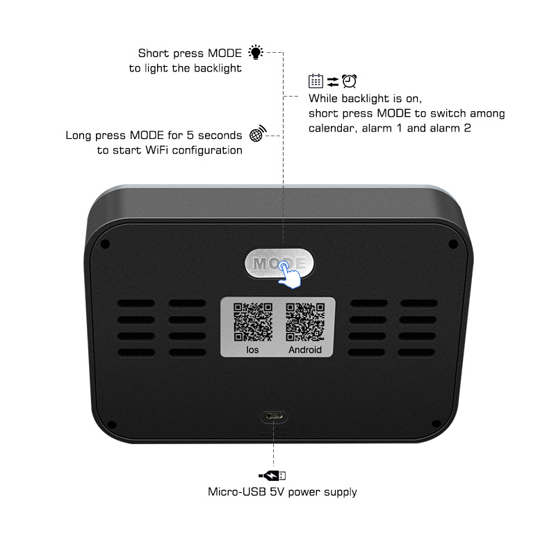 New Digital Desk WiFi LCD Clock Weather Station with APP Control for Home