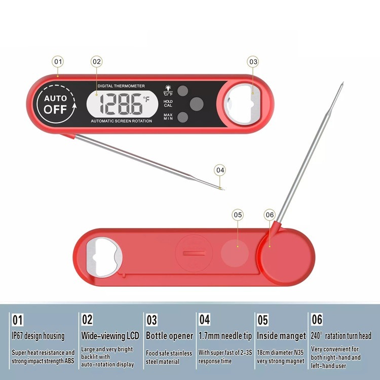 240 Rotating Probe BBQ Digital Meat Thermometer