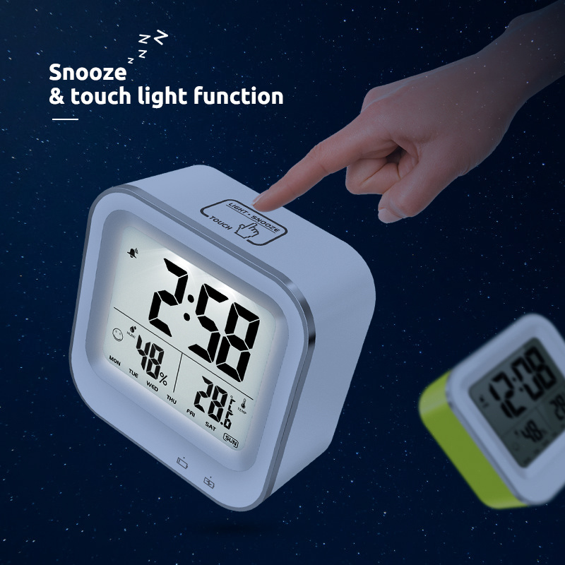 Extra Large LCD Digital Night Light Weather Station Table Alarm Clock