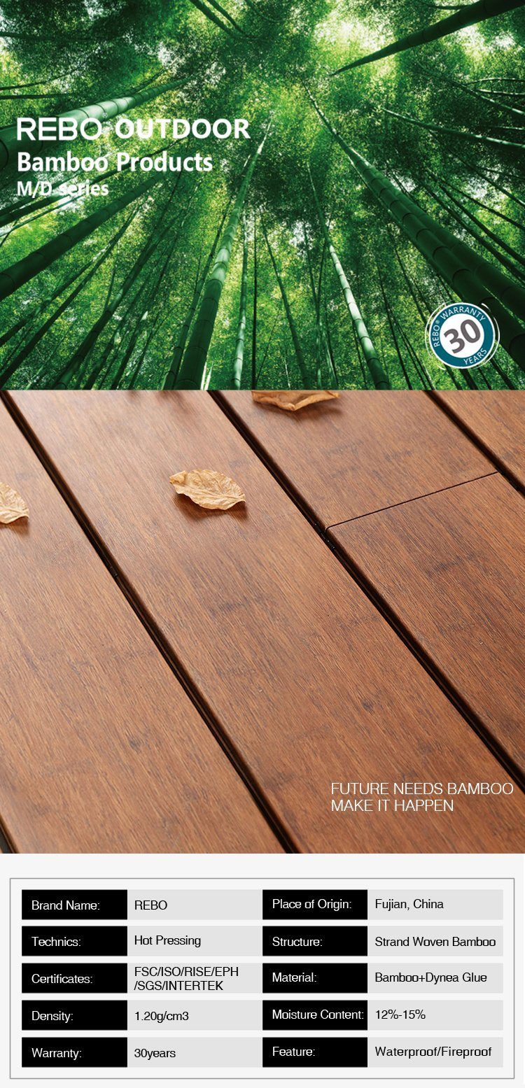 Decorative Engineered Bamboo Wood Eco-Friendly Outdoor Flooring